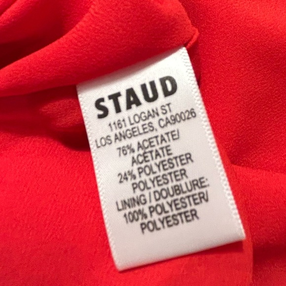 STAUD Ashanti Asymmetric Off Shoulder Red Rose Gown - Picture 8 of 14